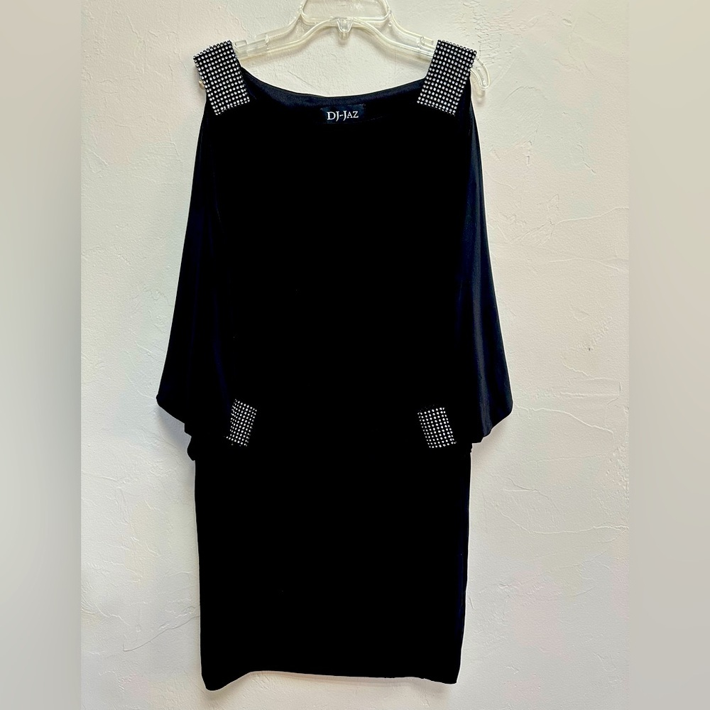 DJ JAZ Formal Event Mini Dress, size 12, Rhinestone detail, cold shoulder style